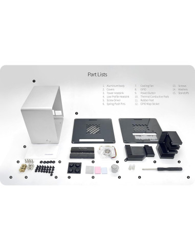 Caja Mini Torre Aluminio Raspberry Pi 5 ElectroCookie Plata
