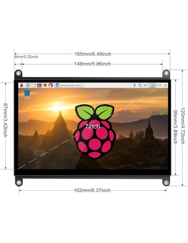 Monitor Táctil 7" Wisecoco HDMI IPS 1024x600 para Raspberry Pi