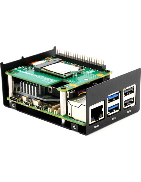 Caja KKSB para Raspberry Pi 5 y HAT M.2 NVMe - Negro Caja KKSB para Raspberry Pi 5 y HAT M.2 NVMe - Negro