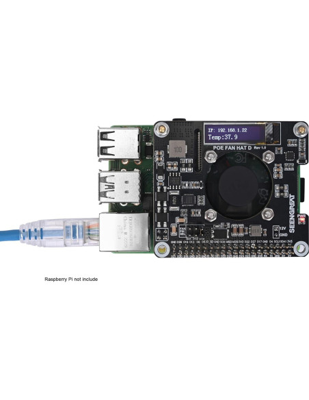 Placa HAT PoE con Ventilador y Pantalla OLED para Raspberry Pi Placa HAT PoE con Ventilador y Pantalla OLED para Raspberry Pi