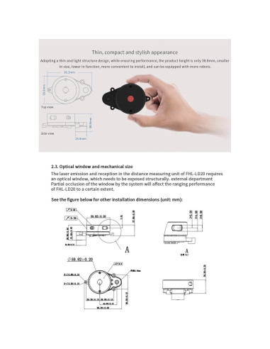 Sensor Lidar Youyeetoo FHL-LD20 8m 360 para Raspberry Pi