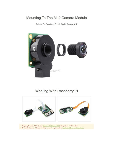 Lente M12 14MP Gran Angular 184.6 2.72mm Compatible Raspberry Pi Lente M12 14MP Gran Angular 184.6 2.72mm Compatible Raspberry Pi