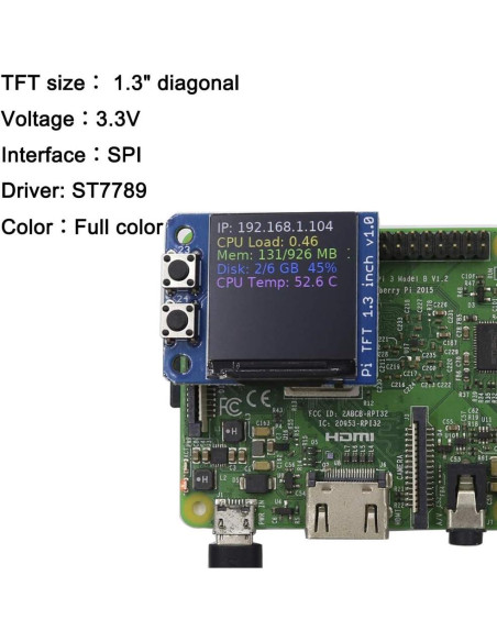 Mini PiTFT 1.3" Pantalla LCD 240x240 para Raspberry Pi Mini PiTFT 1.3" Pantalla LCD 240x240 para Raspberry Pi