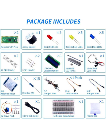 Kit de inicio GeeekPi Raspberry Pi Pico con protoboard y LCD Kit de inicio GeeekPi Raspberry Pi Pico con protoboard y LCD
