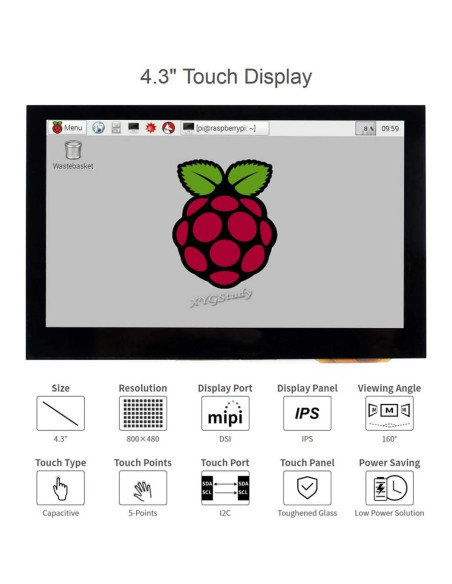Pantalla Táctil Capacitiva 4.3" IPS MIPI DSI para Raspberry Pi Pantalla Táctil Capacitiva 4.3" IPS MIPI DSI para Raspberry Pi