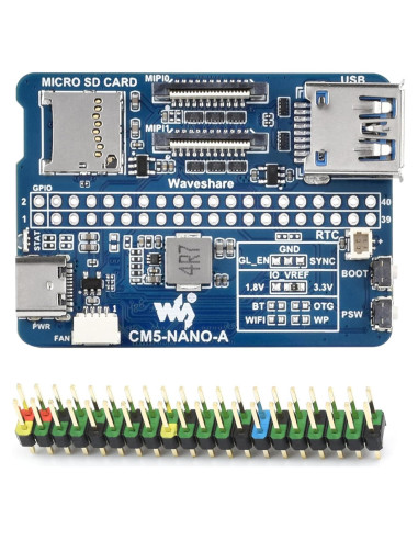 Placa Base Nano Wonrabai para Raspberry Pi CM5 - USB 3.2, GPIO 40PIN