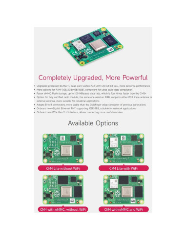 Módulo de Computación Waveshare CM4102008 con Antena y Disipador
