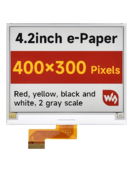 Pantalla e-Paper Waveshare 4.2" E-Ink 400x300 Rojo/Amarillo/Negro/Blanco Pantalla e-Paper Waveshare 4.2" E-Ink 400x300 Rojo/Amarillo/Negro/Blanco