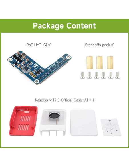 Waveshare PoE HAT para Raspberry Pi 5, 5V 5A, Estable Waveshare PoE HAT para Raspberry Pi 5, 5V 5A, Estable