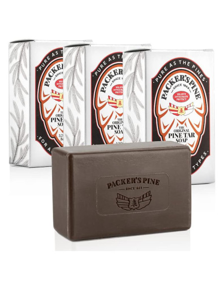 Jabón de Alquitrán de Pino Packer | Natural 3 x 90g Jabón de Alquitrán de Pino Packer | Natural 3 x 90g