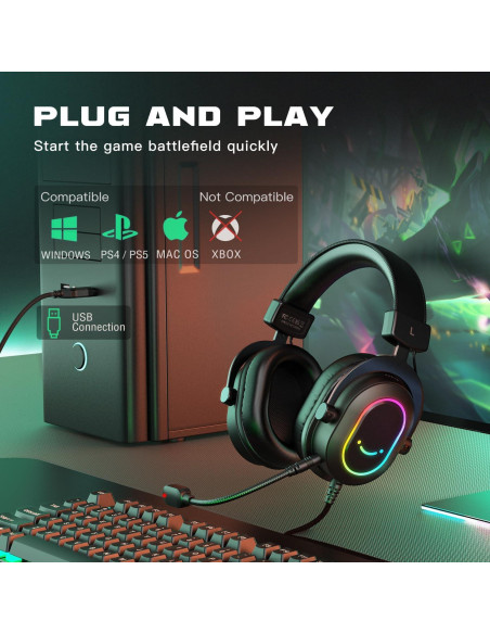 Auriculares Gaming FIFINE AmpliGame H6 USB 7.1 RGB para PC Auriculares Gaming FIFINE AmpliGame H6 USB 7.1 RGB para PC