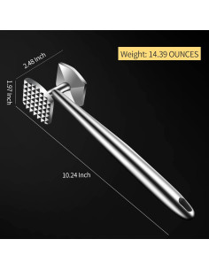 Martillo Aplanador de Carne Aliglow 304 Acero Inoxidable 408g 2