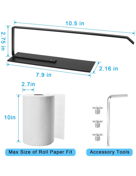 Soporte Magnético para Toallas de Papel Seropy Negro 26.7cm Soporte Magnético para Toallas de Papel Seropy Negro 26.7cm
