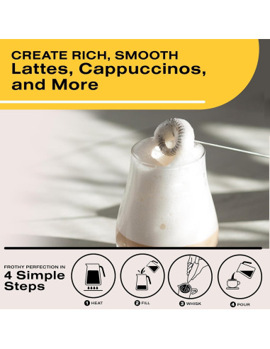Espumador de Leche Eléctrico Bean Envy Negro - Batidor de Mano