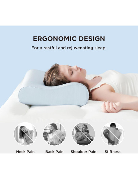 Cojín Cervical Bedsure Enfriador Espuma de Memoria Reina Azul Cojín Cervical Bedsure Enfriador Espuma de Memoria Reina Azul