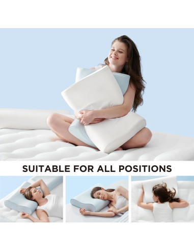 Cojín Cervical Bedsure Enfriador Espuma de Memoria Reina Azul