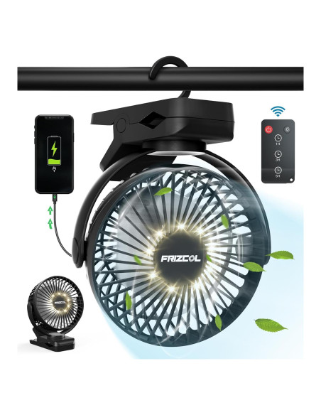 Ventilador Portátil Clip FRIZCOL con Batería 12000mAh y LED Ventilador Portátil Clip FRIZCOL con Batería 12000mAh y LED
