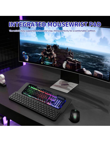 Soporte Ergonómico para Teclado Laokiiy con Reposamuñecas Negro