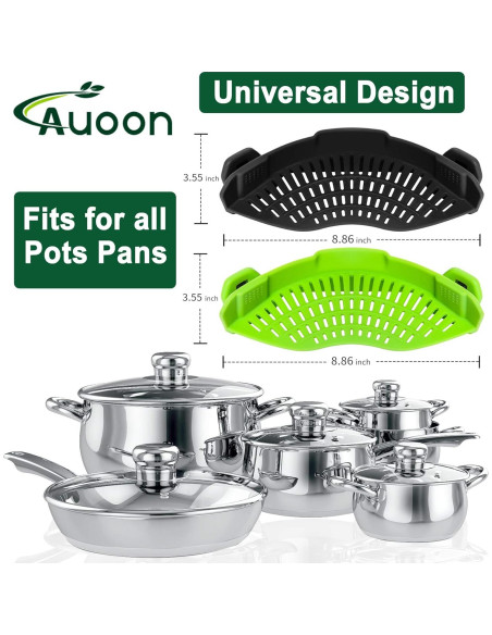 Colador Clip On AUOON de Silicona Resistente al Calor 2PACK Colador Clip On AUOON de Silicona Resistente al Calor 2PACK