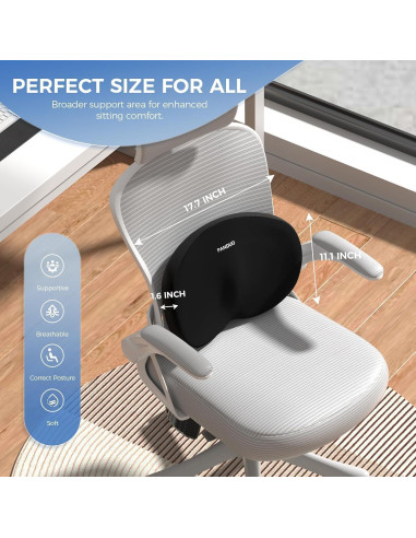 Cojín Lumbar Ergonómico Panduo de Espuma con Memoria - Negro