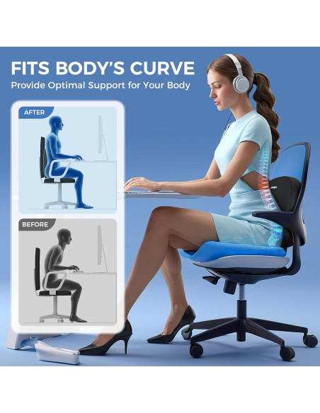 Cojín Lumbar Ergonómico Panduo de Espuma con Memoria - Negro Cojín Lumbar Ergonómico Panduo de Espuma con Memoria - Negro