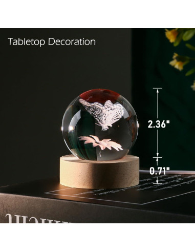Bola de Cristal 3D IFOLAINA con Base LED Multicolor 6 cm