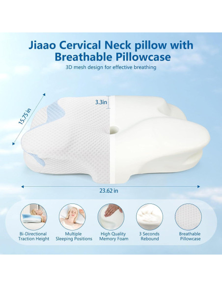 Almohada Ergonómica Jiaao para Dolor de Cuello Ajustable Almohada Ergonómica Jiaao para Dolor de Cuello Ajustable