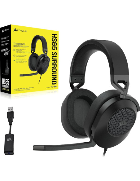 Auriculares Gaming CORSAIR HS65 SURROUND - Dolby Atmos - 3.5mm Auriculares Gaming CORSAIR HS65 SURROUND - Dolby Atmos - 3.5mm