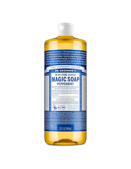 Jabón Líquido Puro-Castile Dr. Bronner Menta 946ml Vegano Jabón Líquido Puro-Castile Dr. Bronner Menta 946ml Vegano