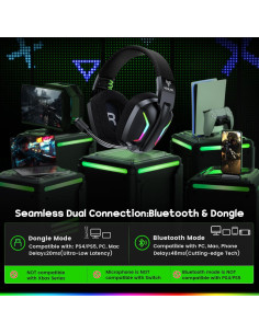 Auriculares Gaming Inalámbricos WESEARY WG1 50mm 50H PC PS5 2