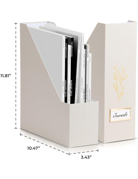 Juego de 3 Soportes para Revistas ZICOTO Beige Plegables 30x26.6cm Juego de 3 Soportes para Revistas ZICOTO Beige Plegables 30x26.6cm