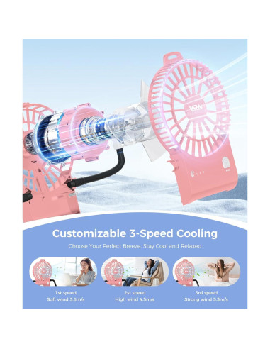 Ventilador Robot VARAI Freestyle Rosa, Portátil 2 en 1 con Soporte
