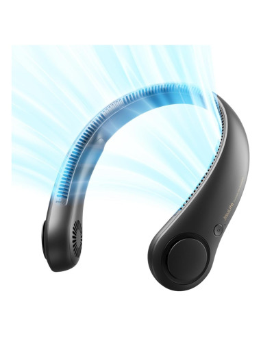 Ventilador de Cuello Portátil JISULIFE, Sin Aspas, 5 Velocidades, 4000 mAh, Negro