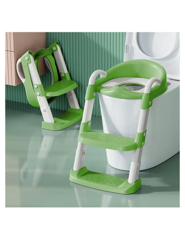 Asiento de Inodoro Plegable Bonbay para Niños Verde y Blanco