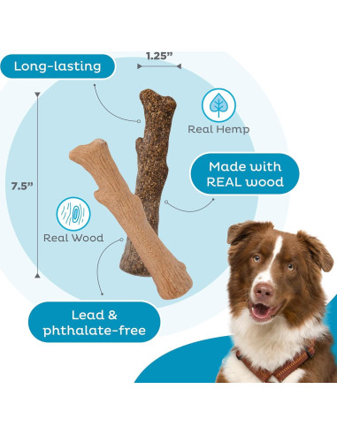 Juguetes Masticables Duraderos Outward Hound Dogwood Mediano - Paquete de 2