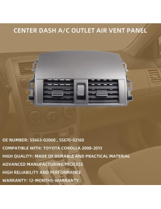 Panel de Rejilla de Aire Acondicionado Dasbecan Toyota Corolla 2008-2013 2