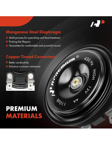Bocina eléctrica universal A-Premium 12V 110 dB 76 mm