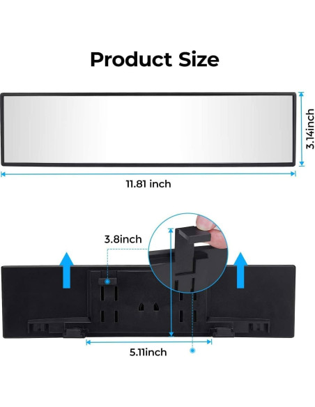 Espejo Retrovisor Convexo JoyTutus 30x7.87 cm Universal Espejo Retrovisor Convexo JoyTutus 30x7.87 cm Universal