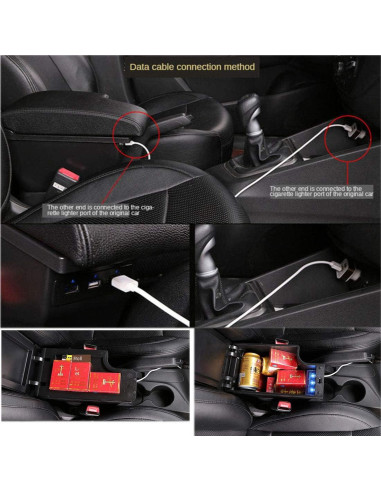 Caja Apoyabrazos YJYWZH para Toyota Hilux con 3 USB