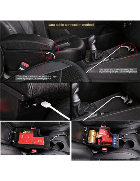 Caja Apoyabrazos YJYWZH para Toyota Hilux con 3 USB Caja Apoyabrazos YJYWZH para Toyota Hilux con 3 USB
