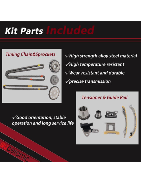 Kit de cadena de distribución AUCERAMIC para Toyota 2.7L Kit de cadena de distribución AUCERAMIC para Toyota 2.7L