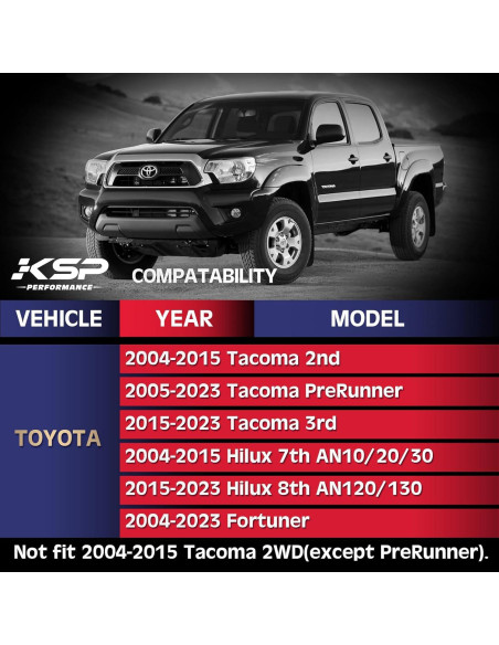 Brazos de Control KSP para Toyota Tacoma y Hilux 0-5,08 cm Brazos de Control KSP para Toyota Tacoma y Hilux 0-5,08 cm