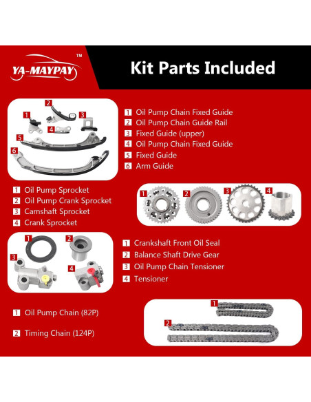 Kit de cadena de distribución YA-MAYPAY para Toyota 2.7L Kit de cadena de distribución YA-MAYPAY para Toyota 2.7L