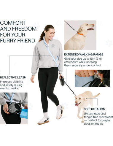 Correa Retráctil para Perros Pequeños WONDER FAMILY 3m 15kg
