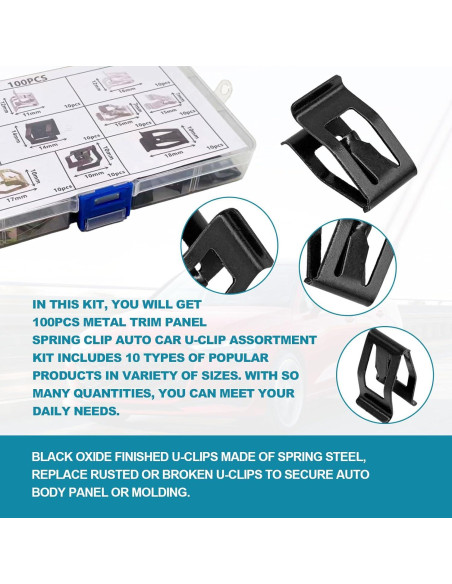 100 Clips de Resorte de Panel Metal TOPCNOEM para Auto 100 Clips de Resorte de Panel Metal TOPCNOEM para Auto