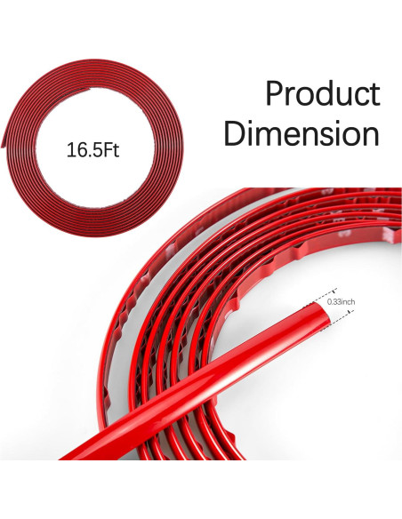 Moldura de recorte para puerta de automóvil Carleef 5m Rojo Moldura de recorte para puerta de automóvil Carleef 5m Rojo