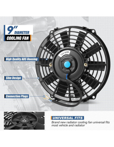 Ventilador de Radiador Eléctrico Auto Dynasty 9" con Termostato