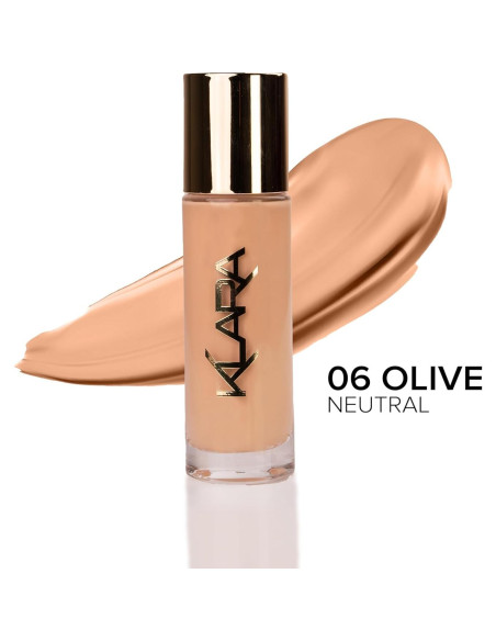 Base Líquida Klara Cosmetics Veil Up Oliva Neutral 06 con Esponja Base Líquida Klara Cosmetics Veil Up Oliva Neutral 06 con Esponja