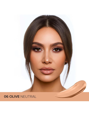 Base Líquida Klara Cosmetics Veil Up Oliva Neutral 06 con Esponja
