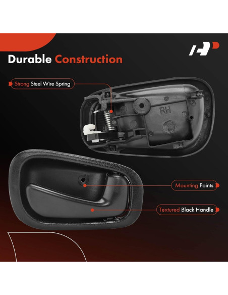 Mangos de Puerta Interior A-Premium para Toyota Corolla y Chevrolet Prizm 1998-2002, Juego de 4 Piezas, Negro Texturizado Mangos de Puerta Interior A-Premium para Toyota Corolla y Chevrolet Prizm 1998-2002, Juego de 4 Piezas, Negro Texturizado